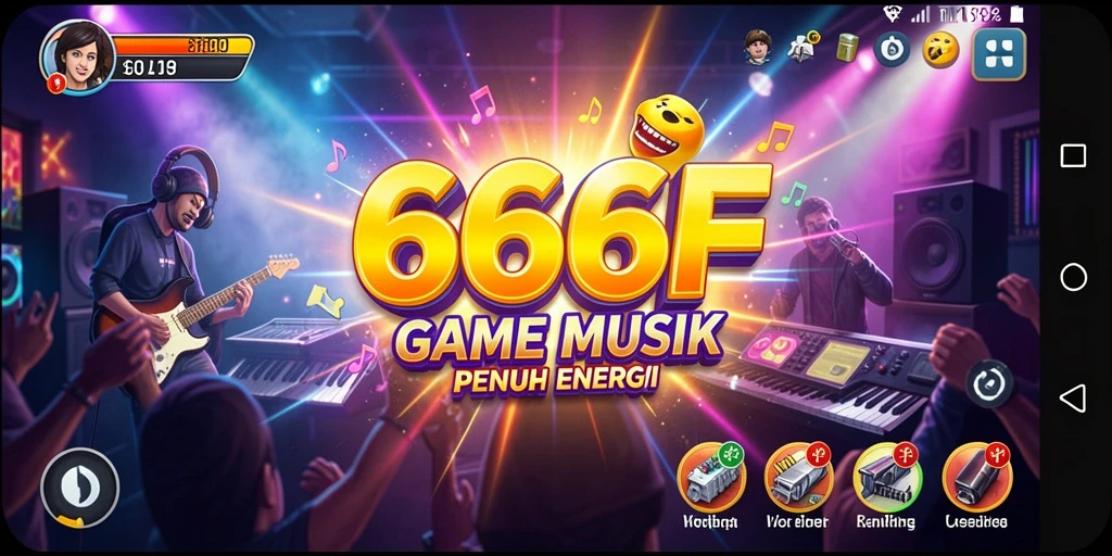 Tampilan gameplay menarik dalam 666F dengan berbagai lagu.