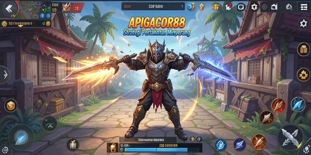 Tampilan gameplay menegangkan dari APIGACOR88 dalam mode Tower Defense.