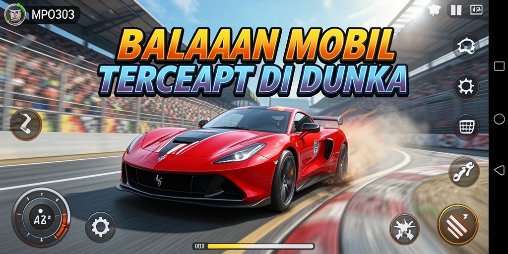 Screenshot gameplay MPO303 menampilkan aksi balapan yang mendebarkan.
