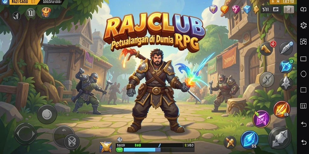 Tangkapan layar gameplay RAJACLUB menunjukkan pertempuran RPG yang mendebarkan.