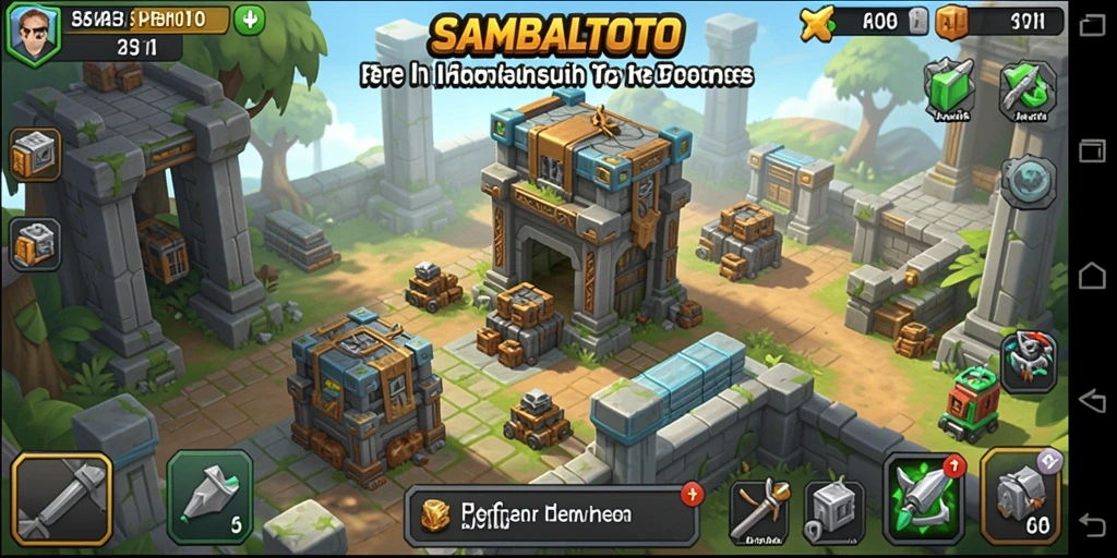 Tangkapan layar gameplay <strong>SAMBALTOTO</strong> menunjukkan pertahanan menara yang strategis melawan gelombang musuh.